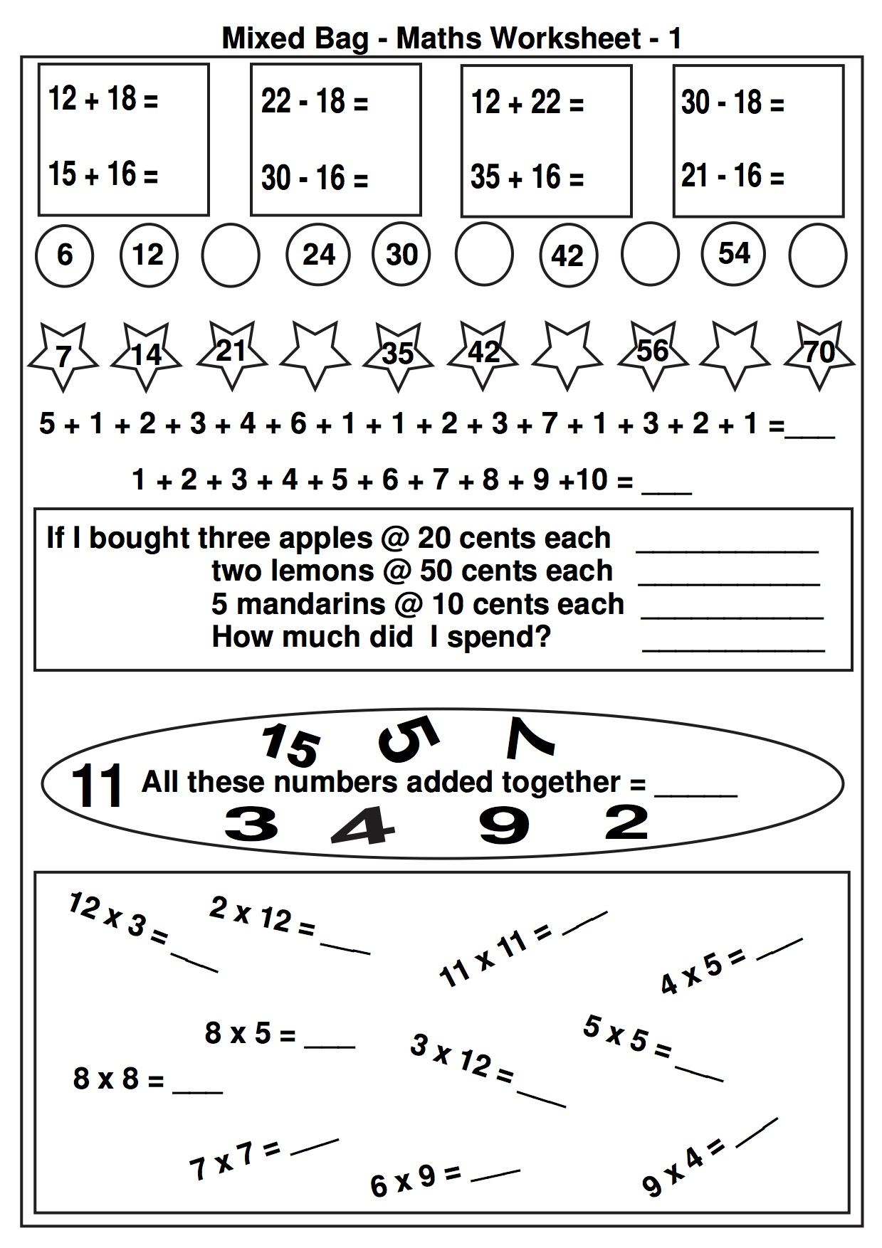 2nd Grade Printable Math Worksheets