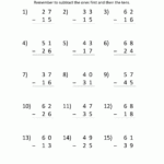 3 Digit Subtraction Worksheets No Prep 2nd Grade Double Digit