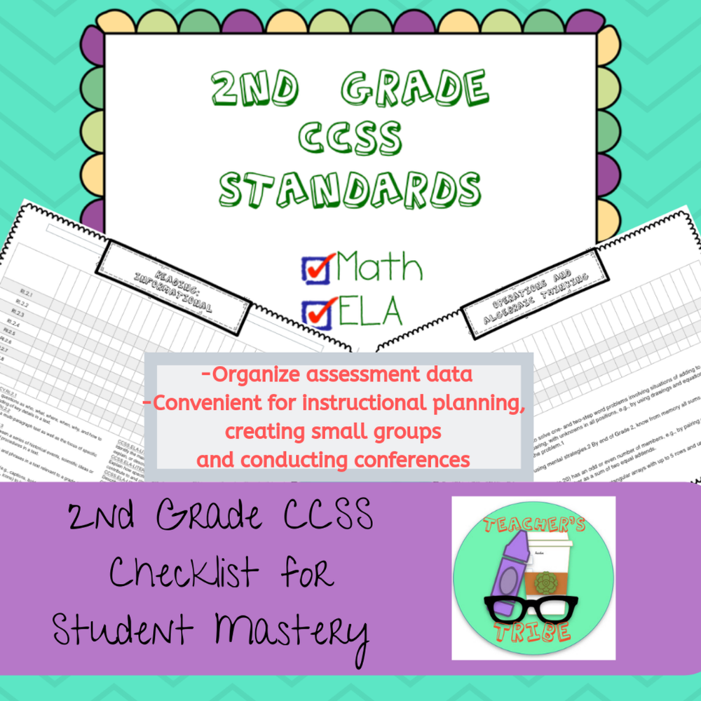 CCSS 2nd Grade Standards Checklists For Student Mastery Teacher 