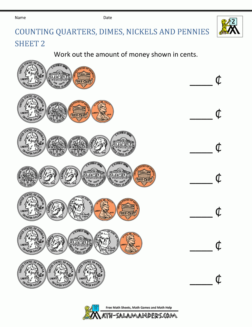 Coin Math Worksheets