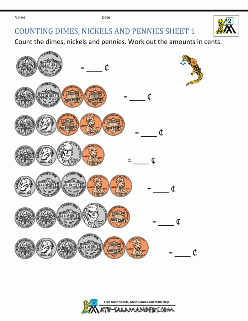 Coins Worksheet 2nd Grade