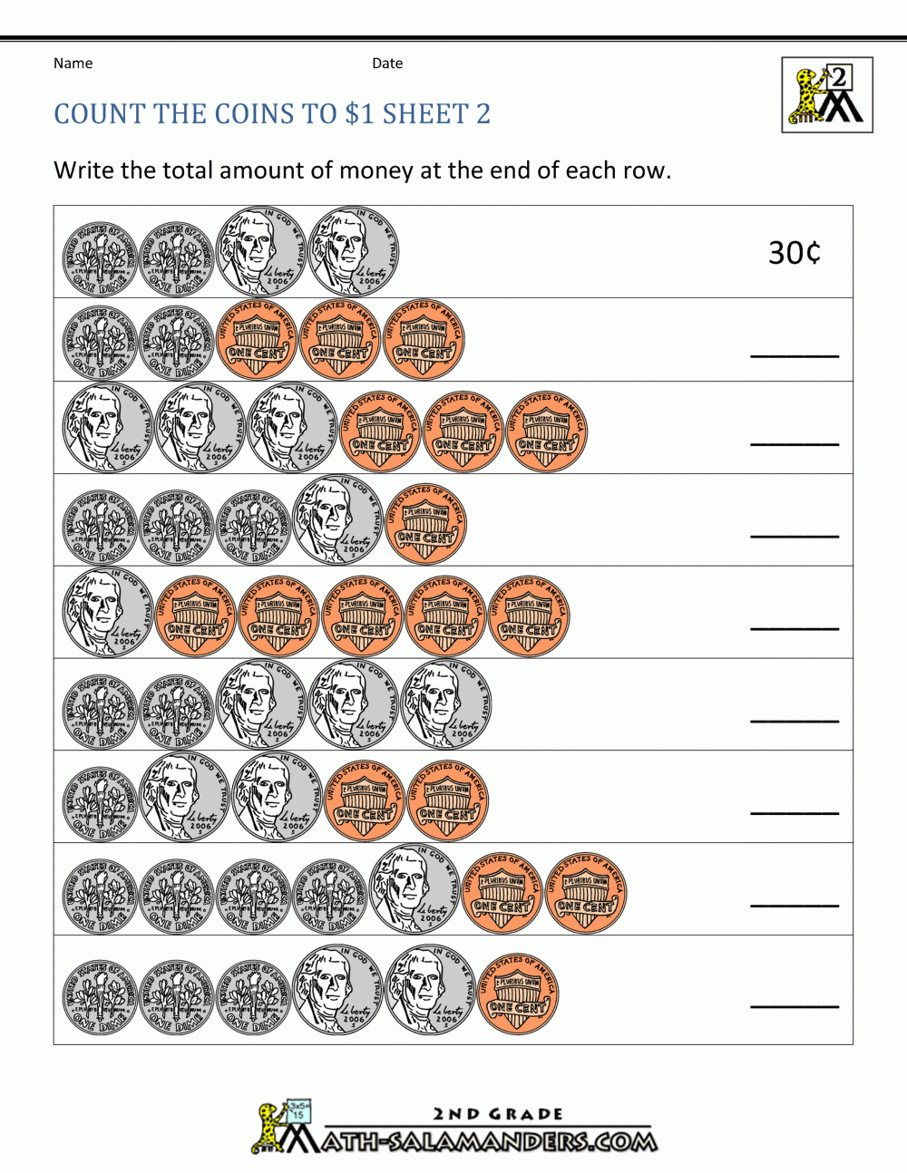 Counting Coins Worksheets Printable First Grade Math Worksheets 