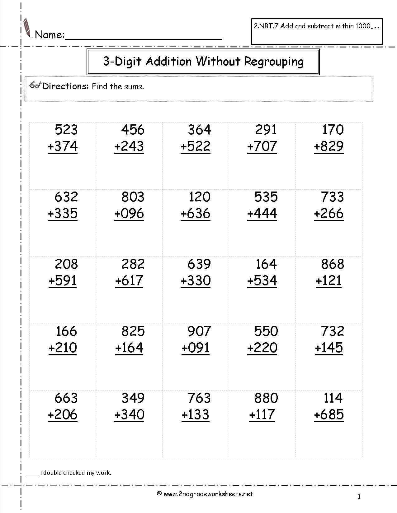 Free Math Worksheets And Printouts Math Addition Worksheets 2nd 
