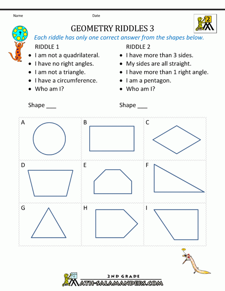 Geometry For Grade 3 Worksheet