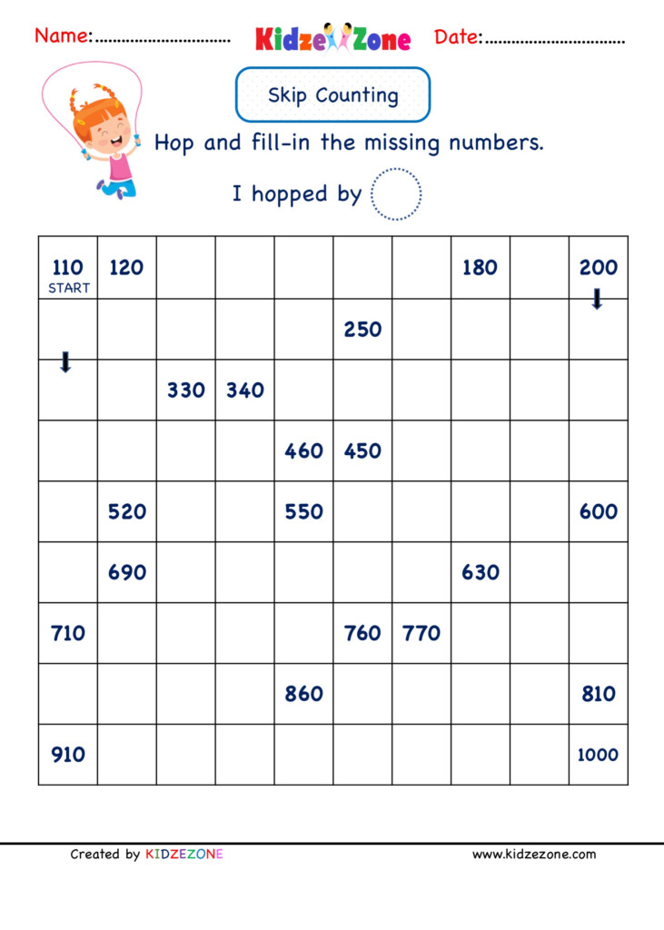Grade 2 Skip Counting Worksheets Count By 10s From 10 K5 Learning 