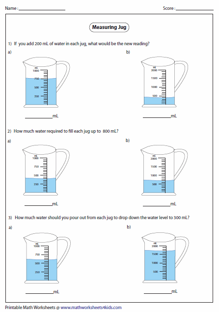 Grade 3 Measurement Worksheets Units Of Capacity Or Volume K5 Learning 