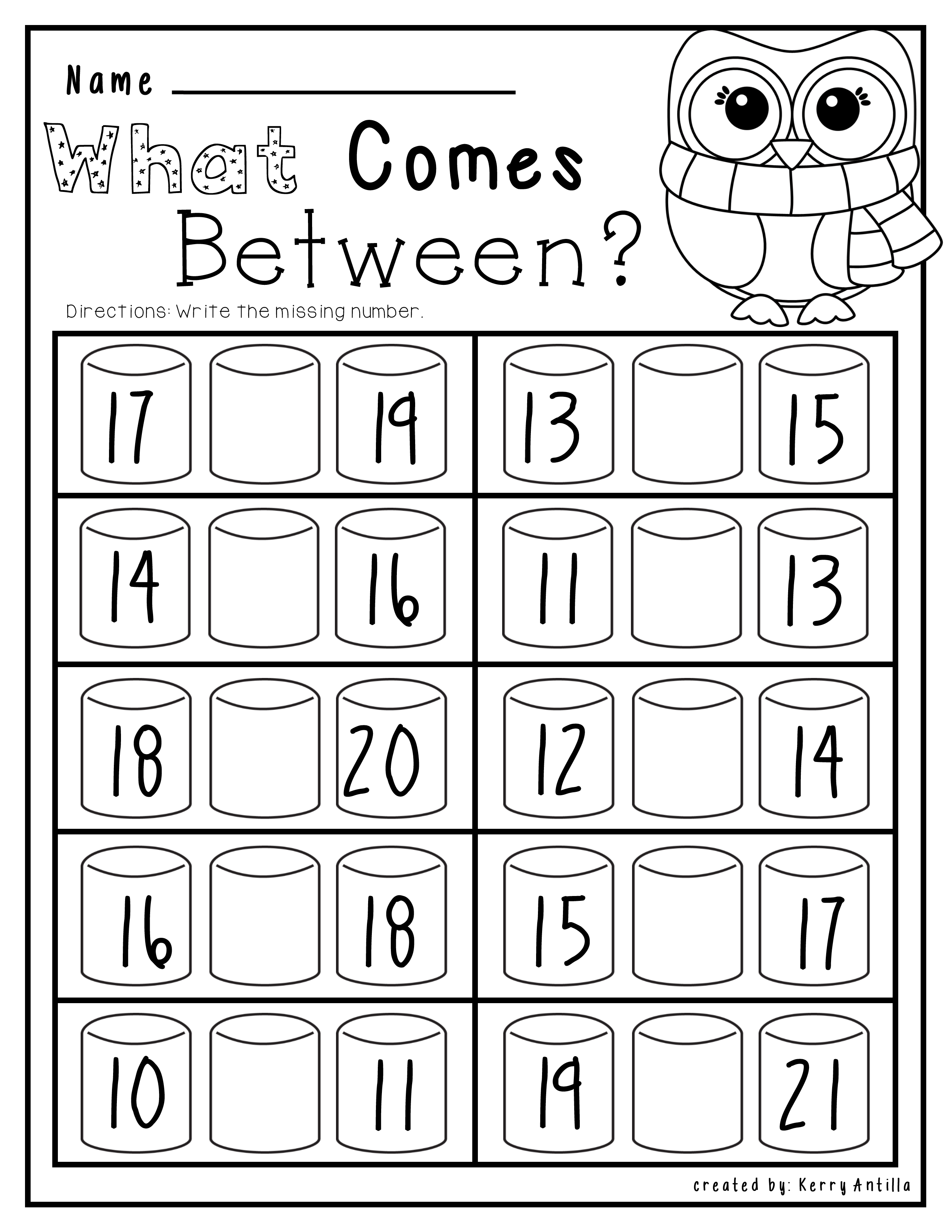 Kindergarten Math Printables Kindergarten Numbers Between Worksheet 