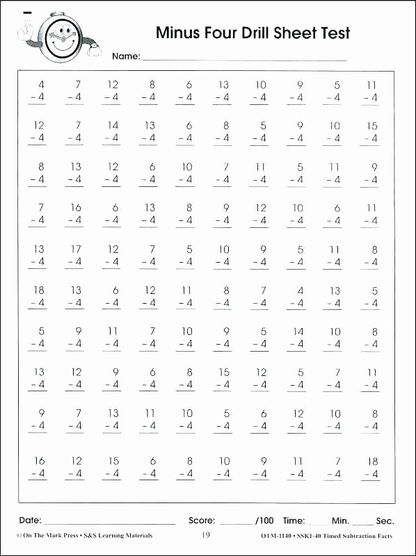 Mad Minute Worksheets