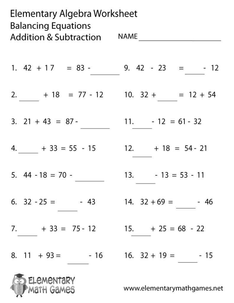 Math Equations Worksheet Math Formula Collections