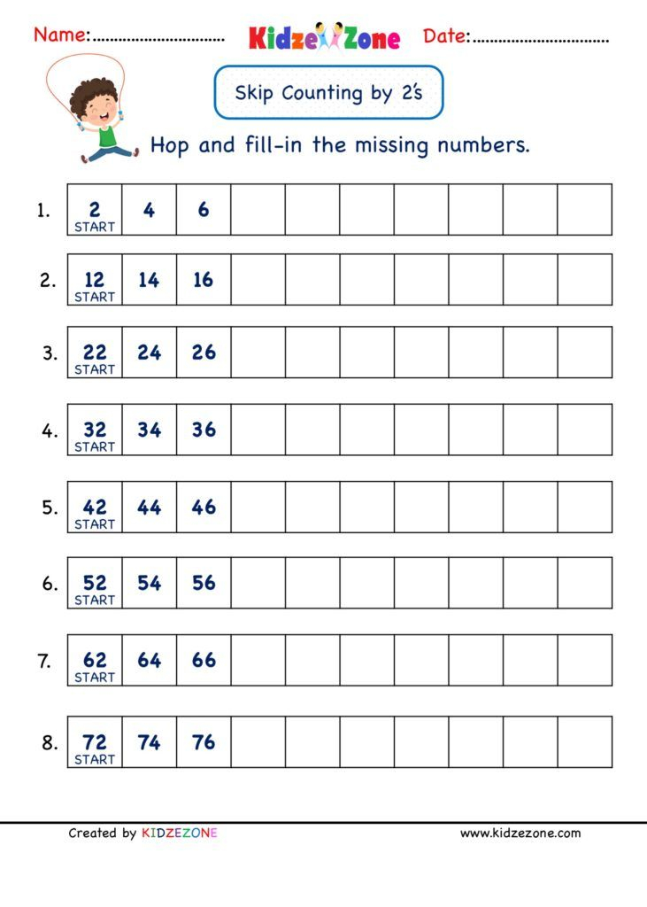 Math Number Sequence Worksheets Skip Counting By 2 Skip Counting By 