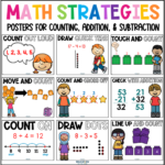 Math Strategies Posters For Addition Subtraction And Counting