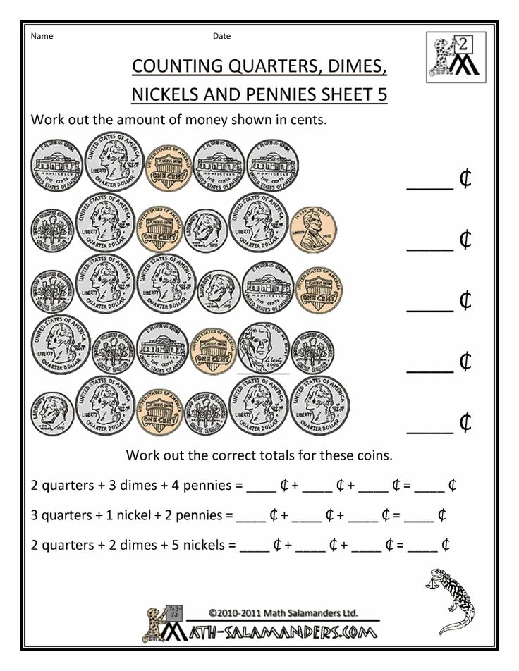 Money Worksheets For 2nd Grade Math salamandersCounting Quarters