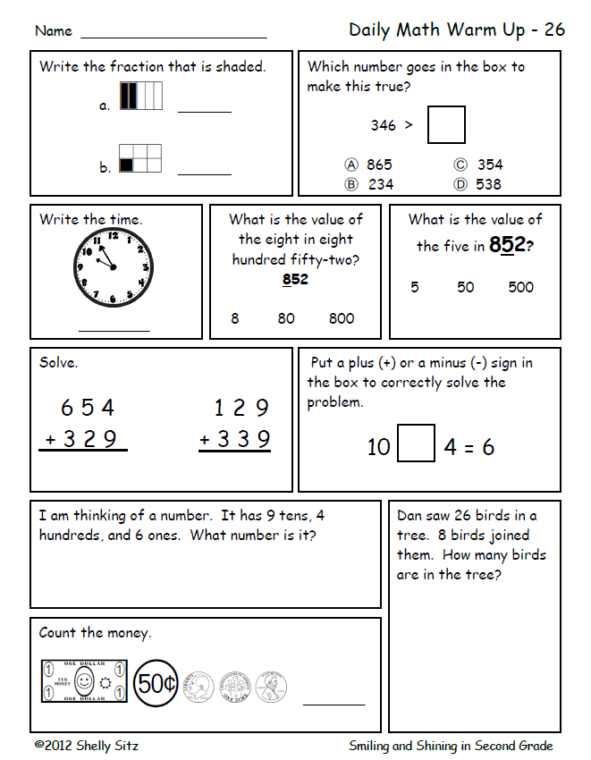 Printable Second Grade Math Review Worksheets Askworksheet