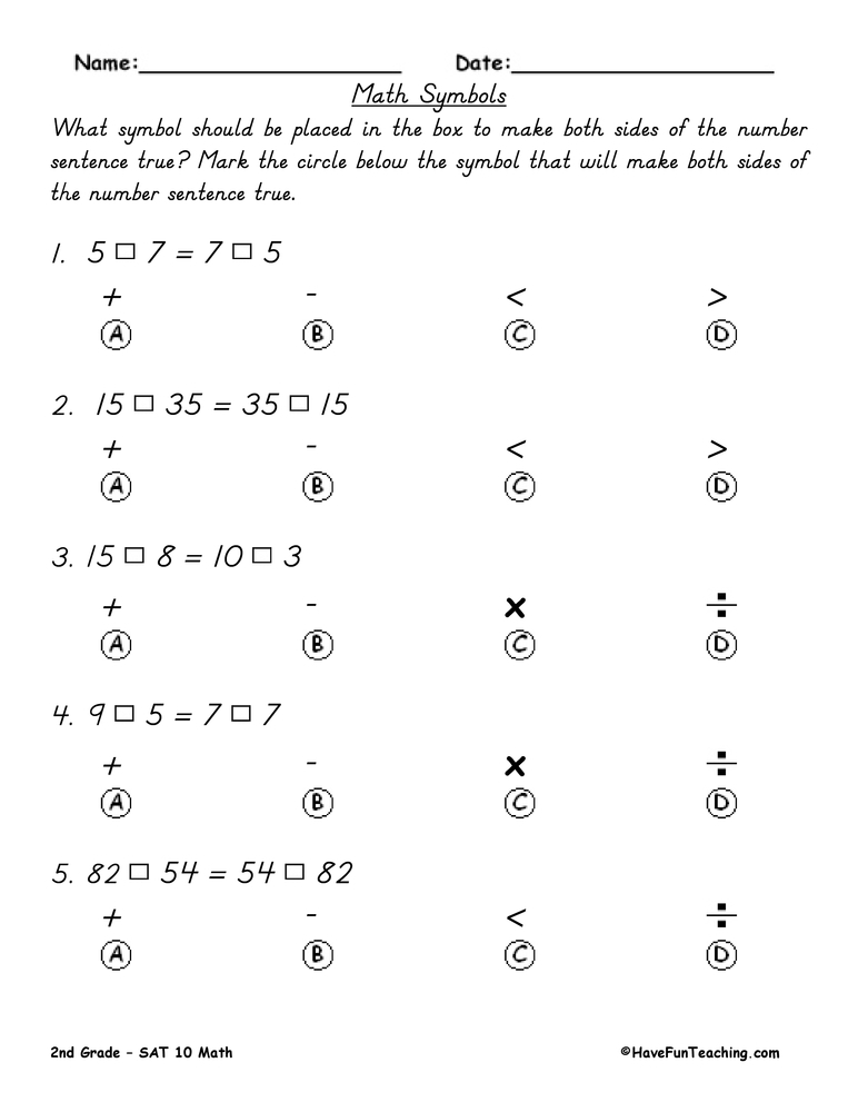 Second Grade Math Skills Test Practice By Teach Simple