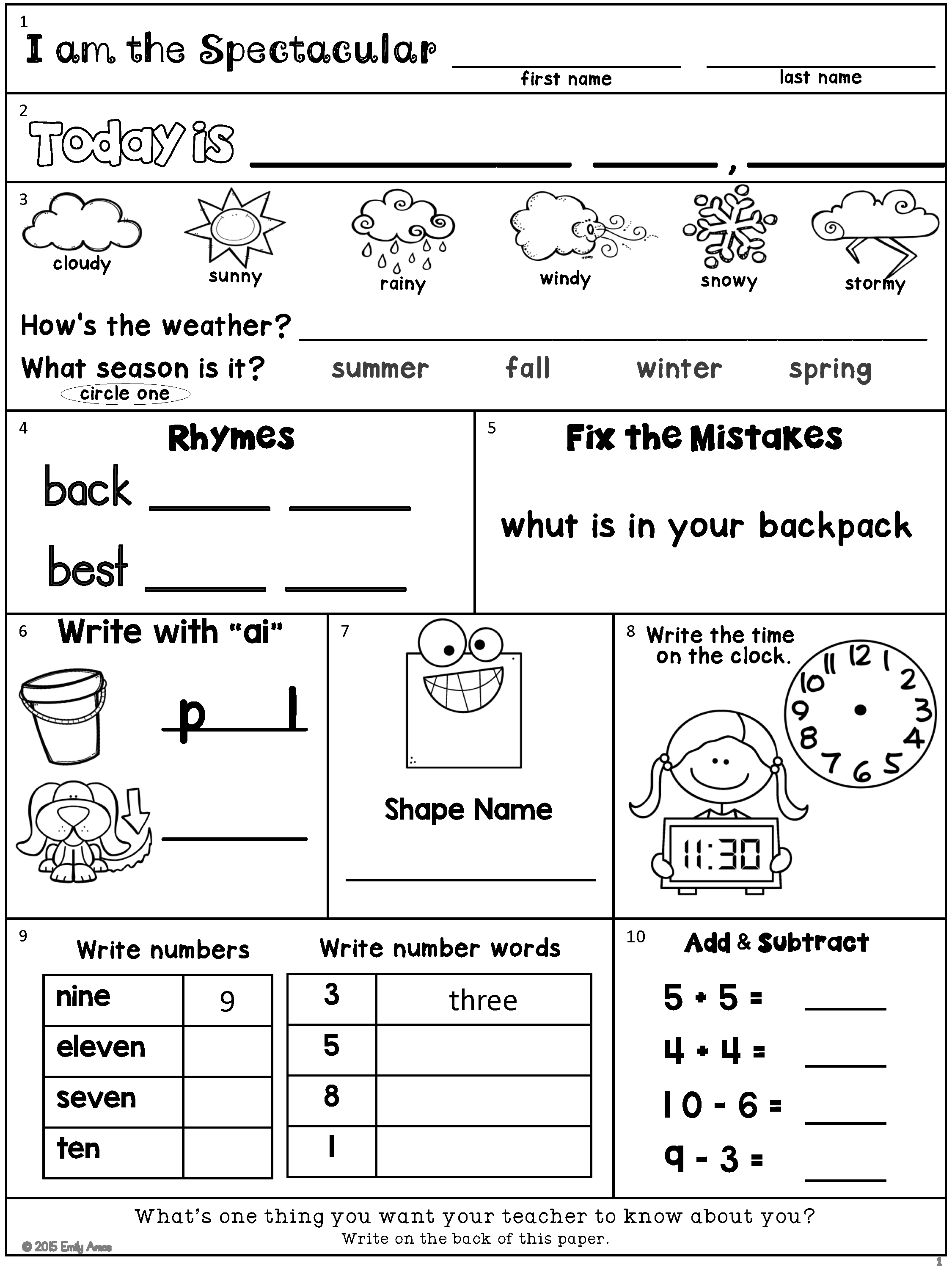 Second Grade Morning Work Freebie For August Back To School Beginning 