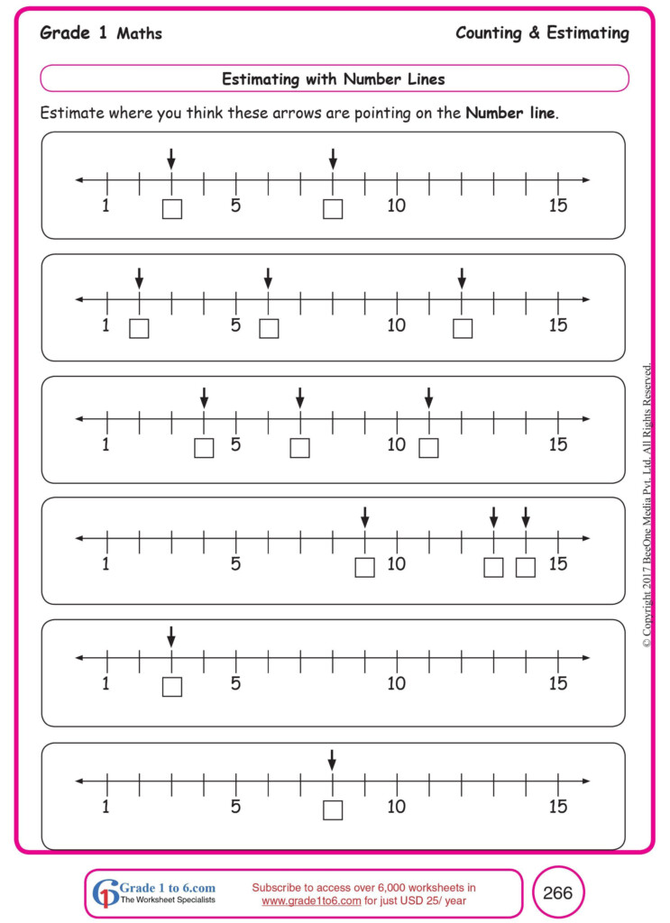 Second Grade Number Line Worksheets Estimating With Number Line 