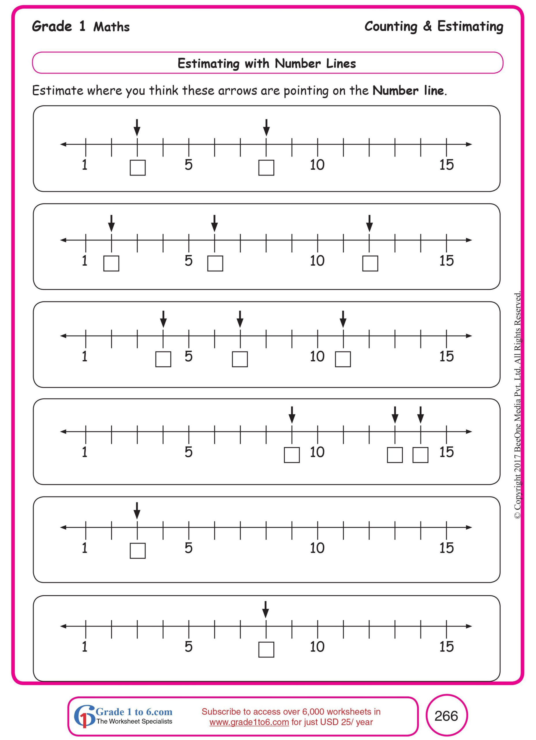 Second Grade Number Line Worksheets Estimating With Number Line 