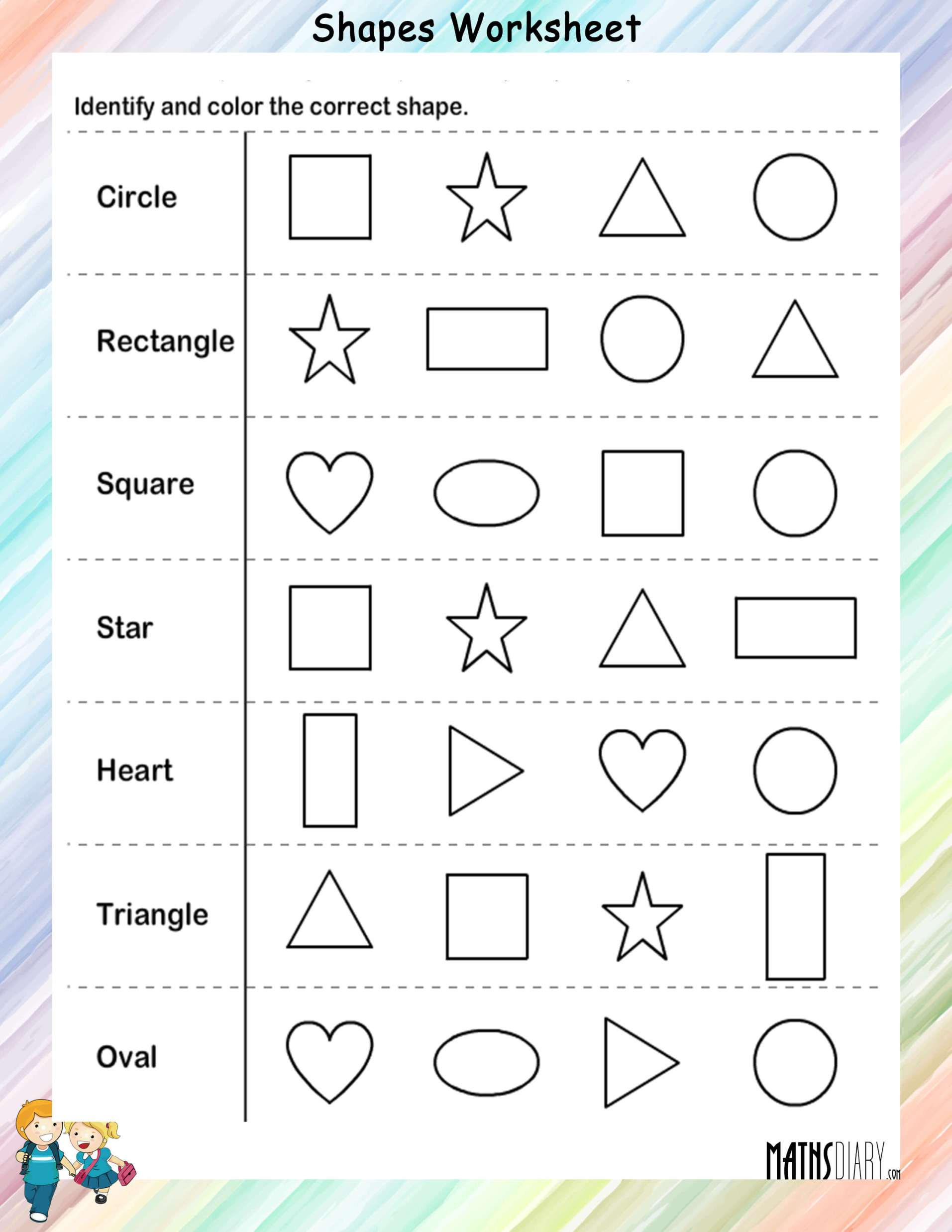 Shapes Grade 1 Math Worksheets