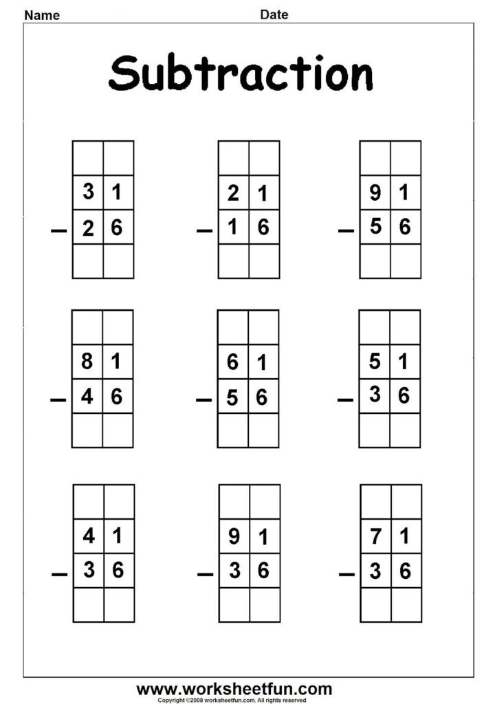 Teach Child How To Read Free Printable Second Grade Subtraction With 