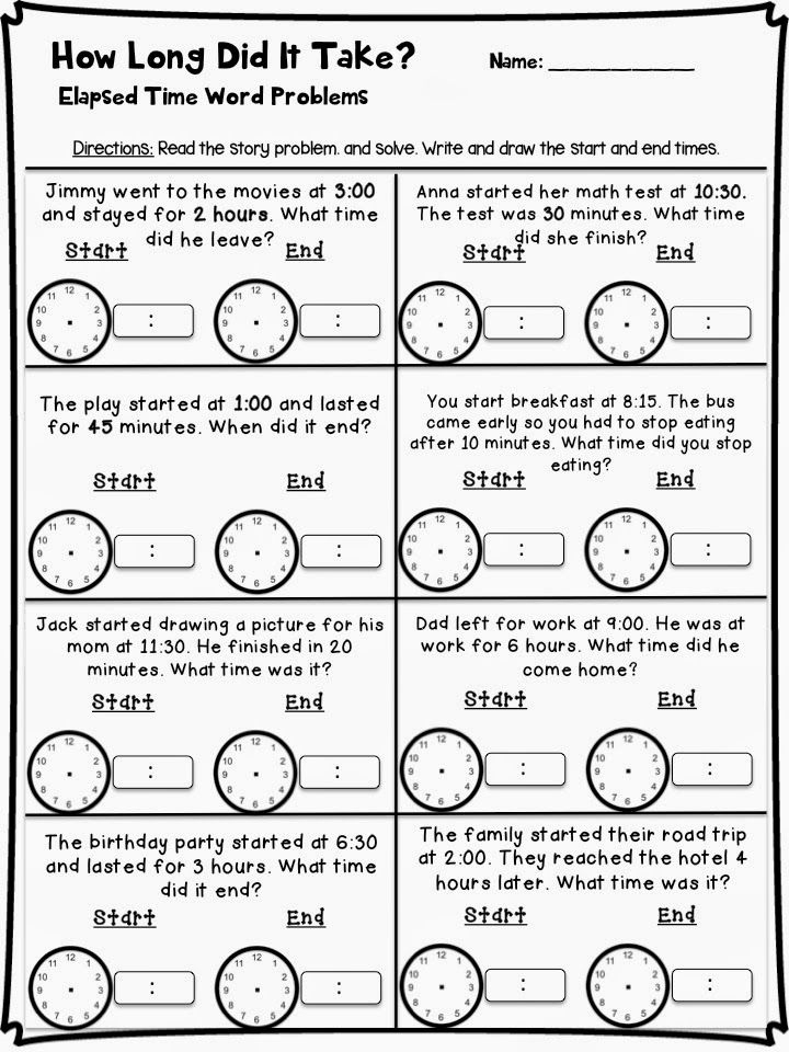 Telling Time Craftivity And Resources Time Word Problems Elapsed