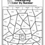 Thanksgiving Colornumber Subtraction Math Worksheets Math