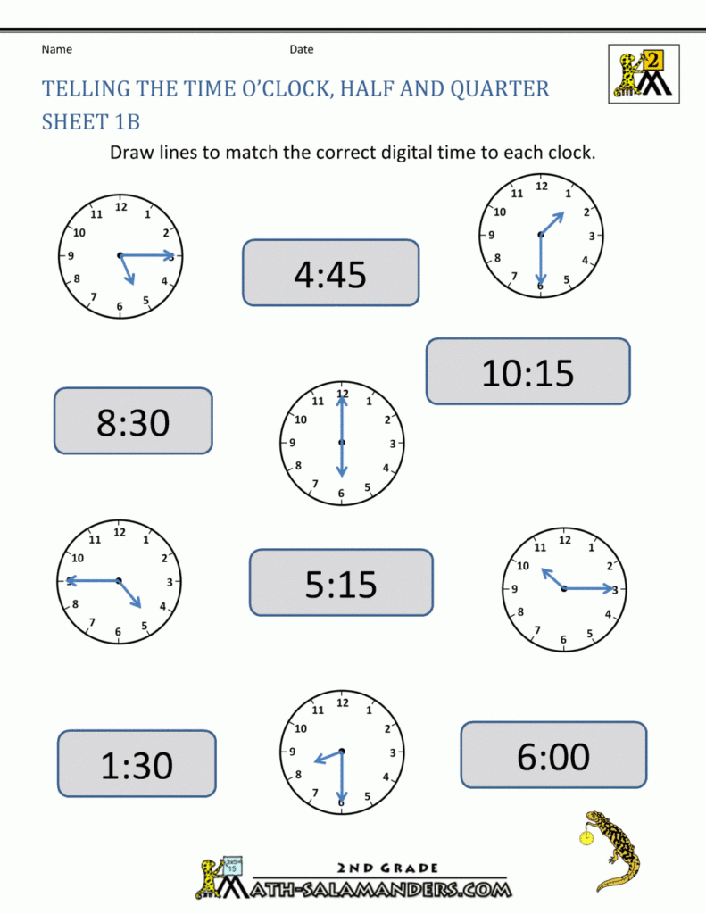 Time Worksheets For 2nd Graders