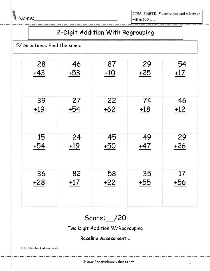 Two Digit Addition Worksheets Free Math Worksheets 2nd Grade